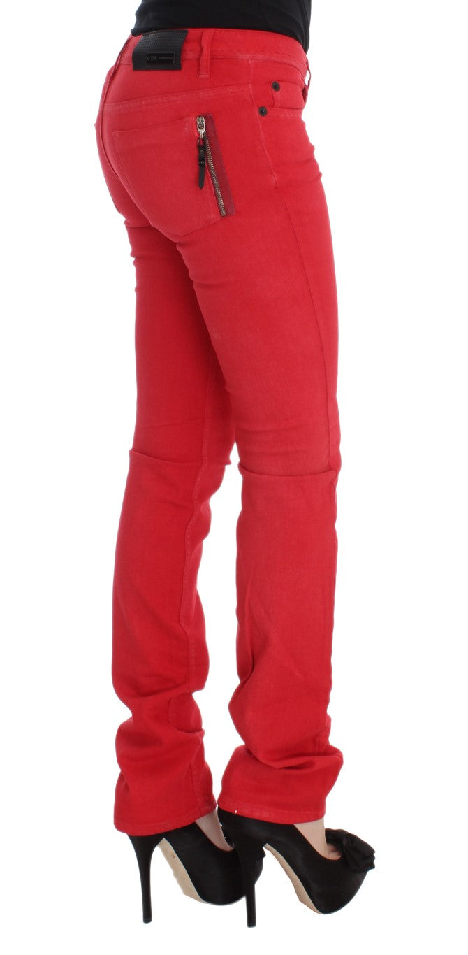 Chic Red Slim Fit Jeans