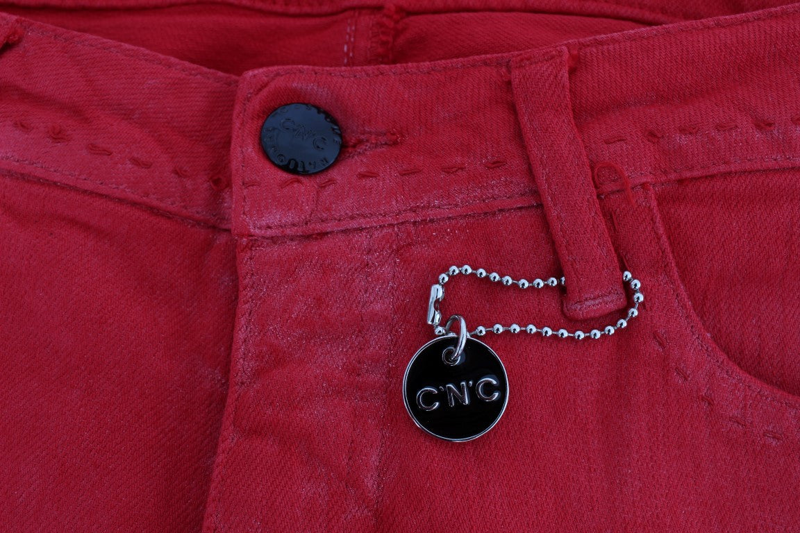 Chic Red Slim Fit Jeans