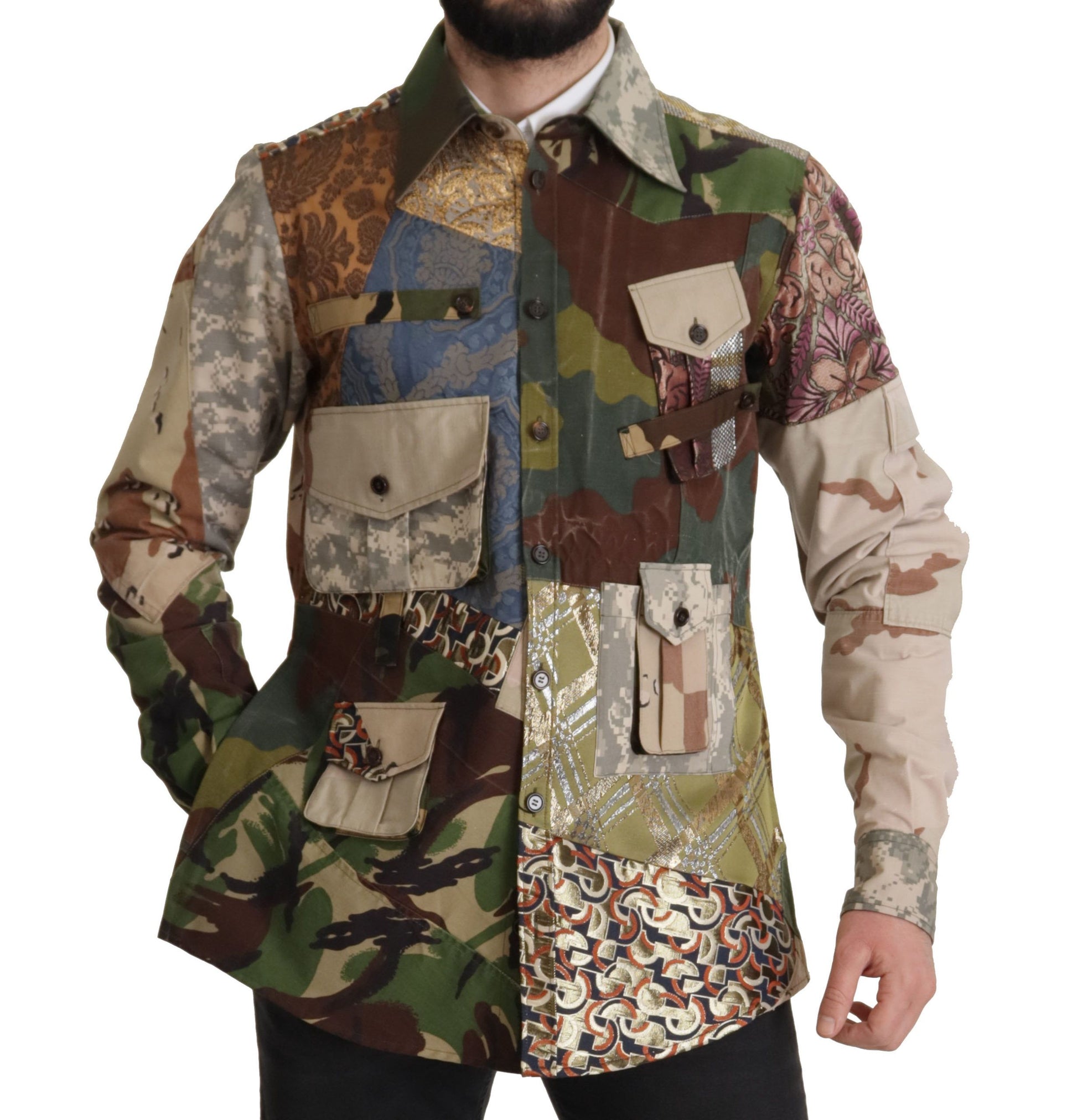 Casual overhemd met patchwork-camouflage