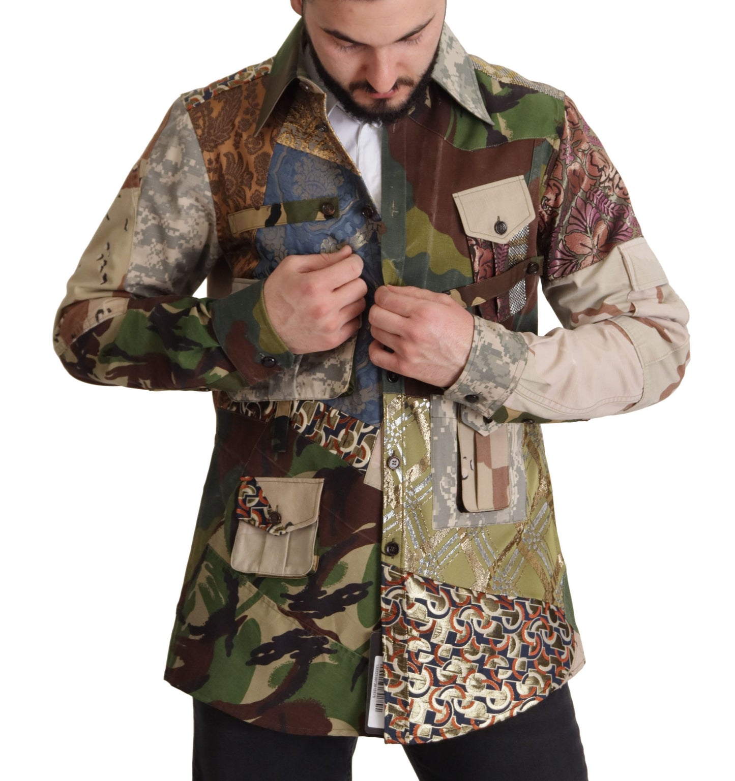 Casual overhemd met patchwork-camouflage