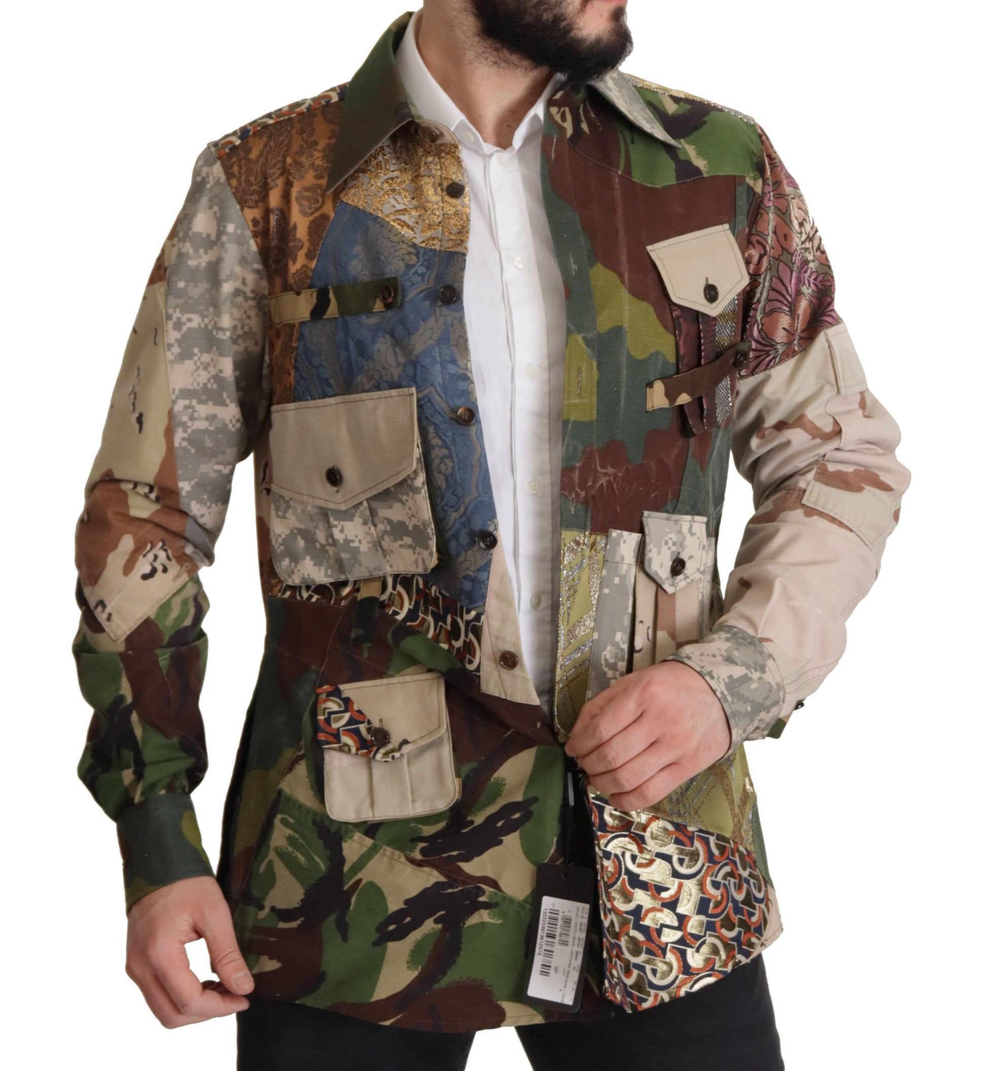 Casual overhemd met patchwork-camouflage