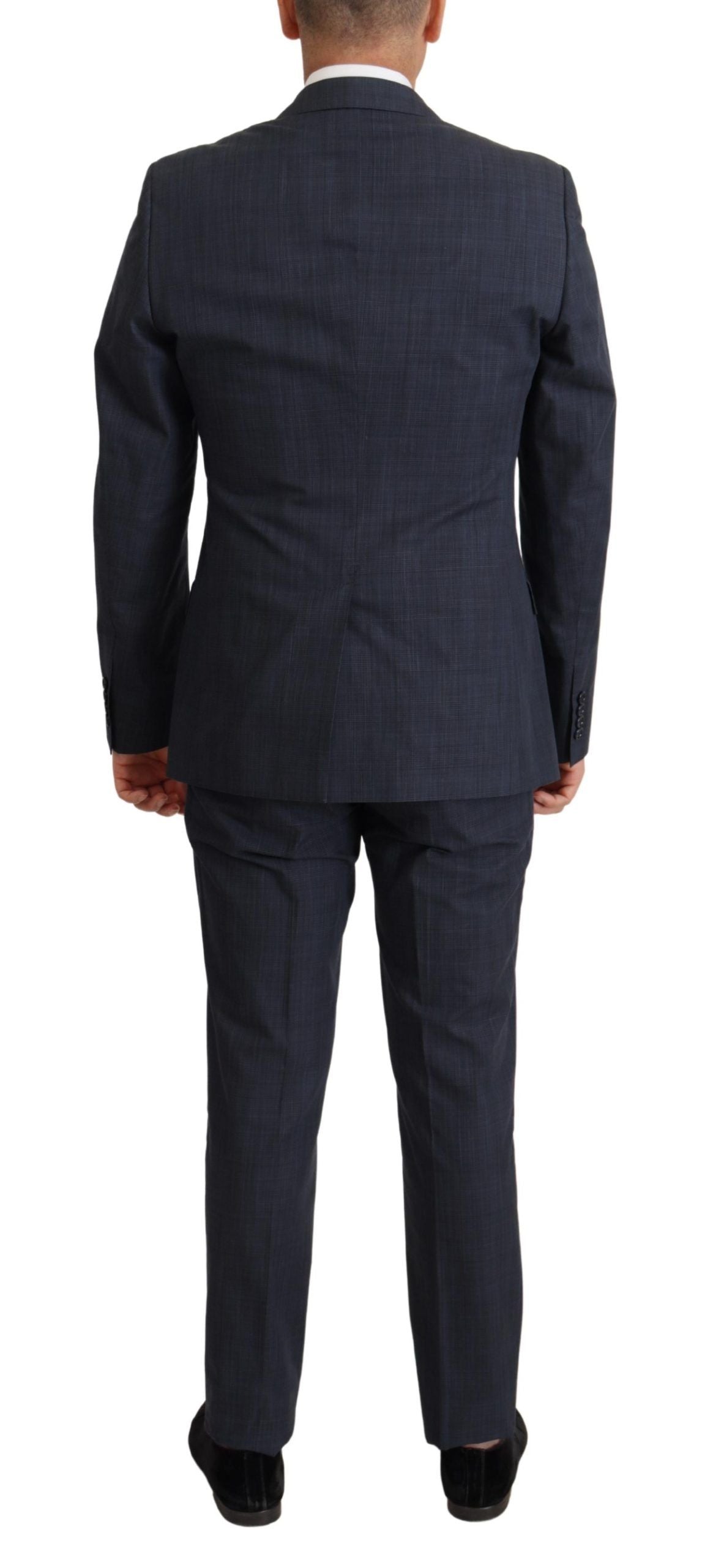 Elegant Dark Blue Cotton Three Piece Martini Suit