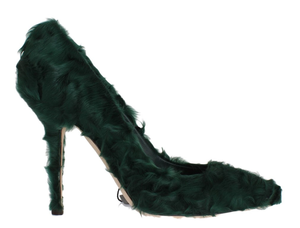 Elegantes zapatos de tacón de piel de piel Xiangao verde