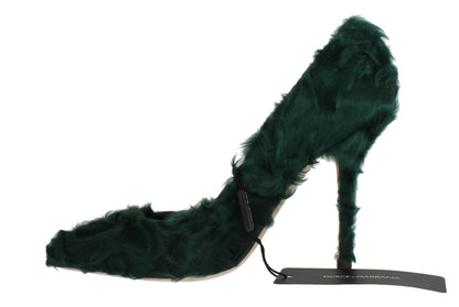 Elegantes zapatos de tacón de piel de piel Xiangao verde