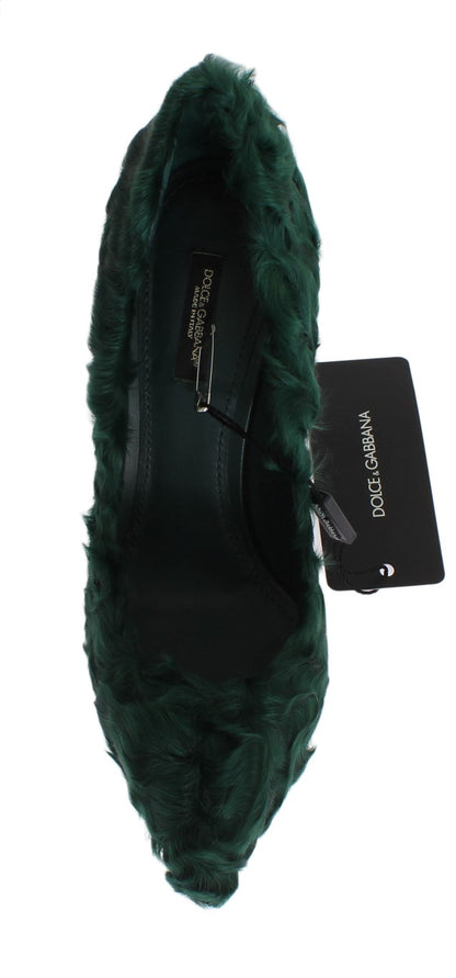 Elegantes zapatos de tacón de piel de piel Xiangao verde