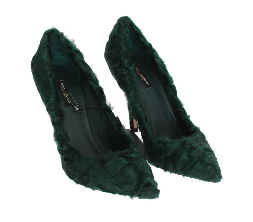 Elegantes zapatos de tacón de piel de piel Xiangao verde