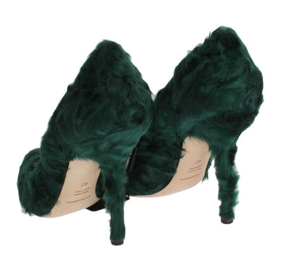 Elegantes zapatos de tacón de piel de piel Xiangao verde