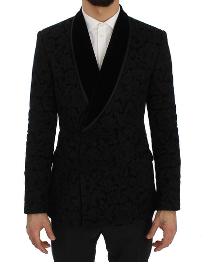 Elegante slim-fit blazer van zwarte zijdemix