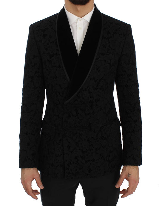 Blazer elegante de corte slim en mezcla de seda negra