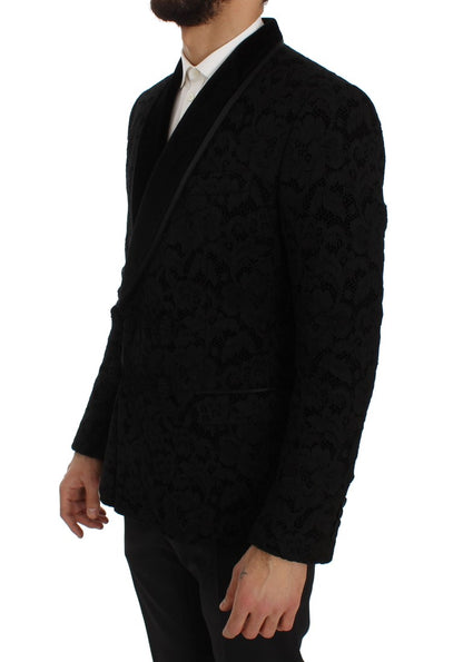 Elegante slim-fit blazer van zwarte zijdemix