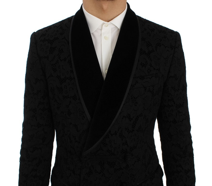 Blazer elegante de corte slim en mezcla de seda negra