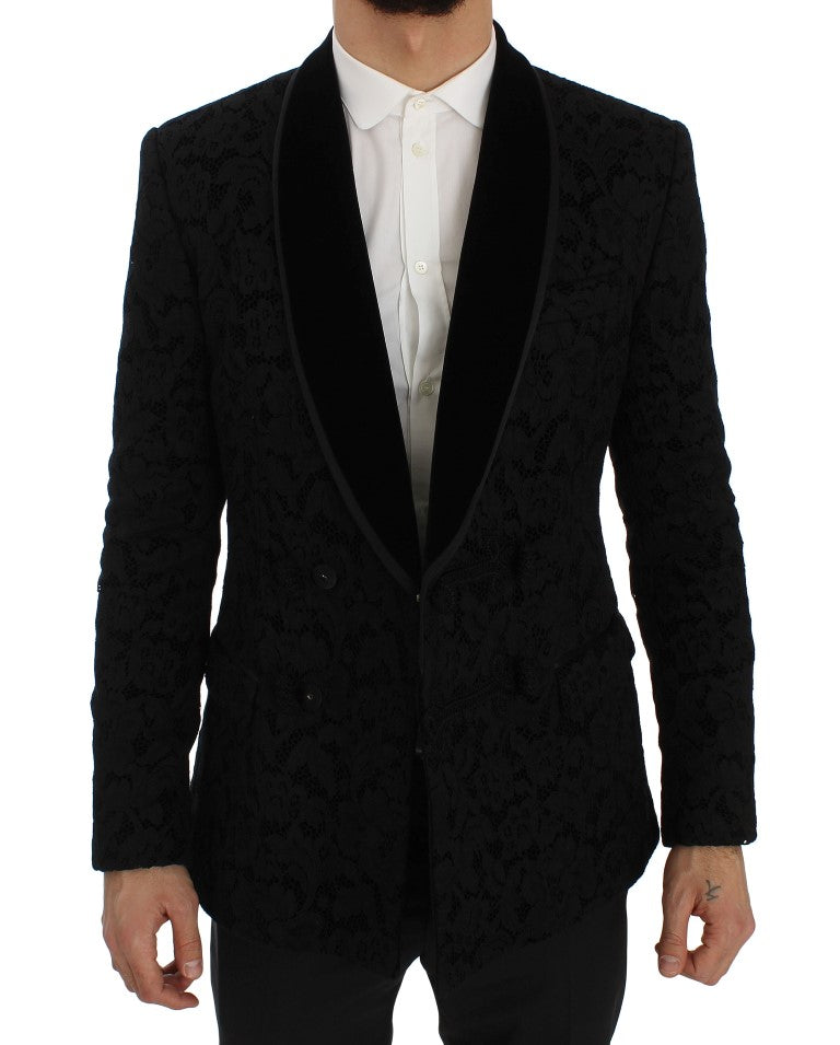 Blazer elegante de corte slim en mezcla de seda negra