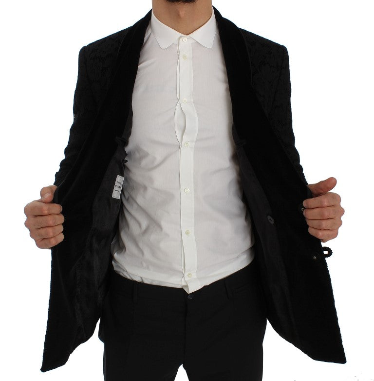 Elegant Slim Fit Black Silk-Blend Blazer