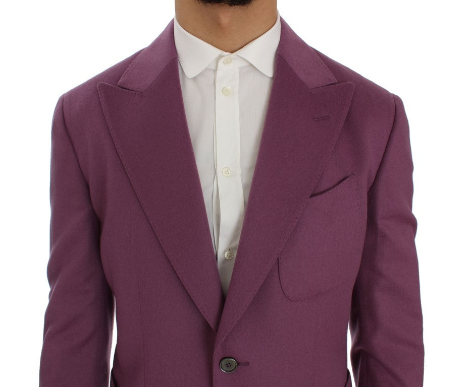 Elegante blazer morado de mezcla de cachemir y seda