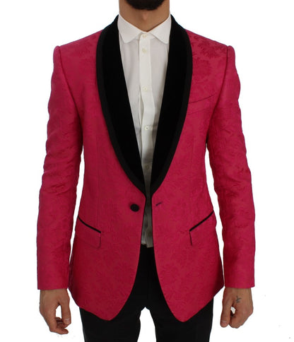 Blazer de brocado floral con botonadura sencilla