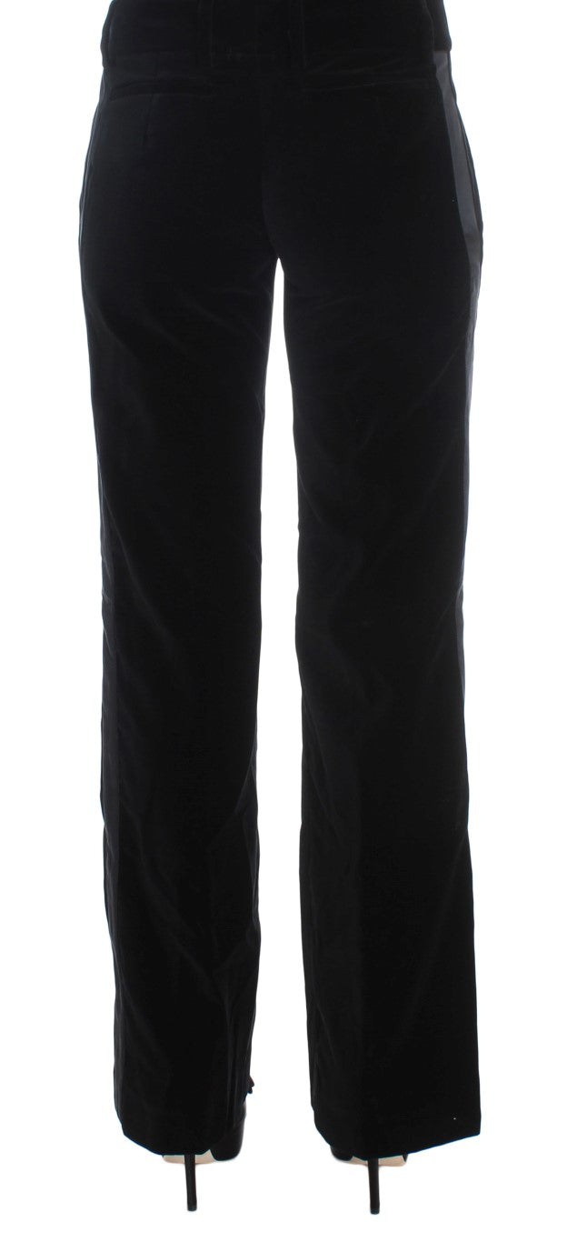 Elegant Black Wide Leg Silk Blend Pants