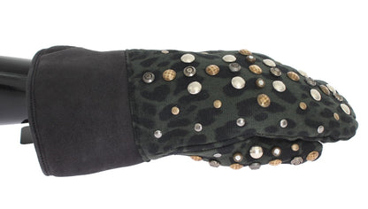 Elegante grijze wollen schapenhandschoenen met studs