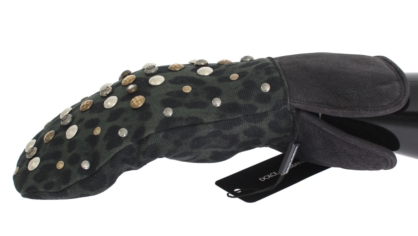 Elegante grijze wollen schapenhandschoenen met studs