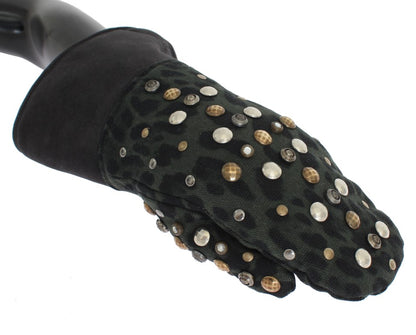 Elegante grijze wollen schapenhandschoenen met studs