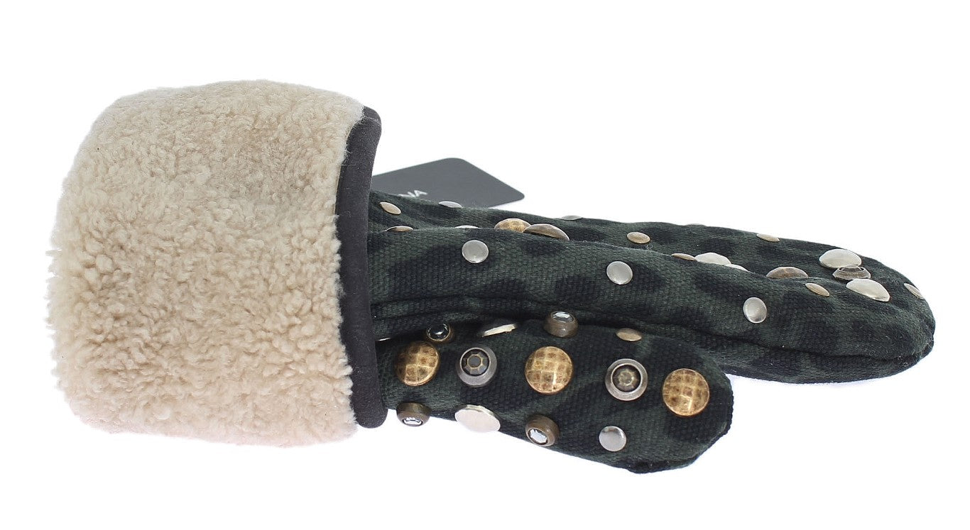 Elegante grijze wollen schapenhandschoenen met studs