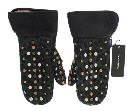 Elegante grijze wollen schapenhandschoenen met studs