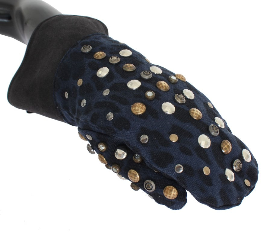 Chique handschoenen van grijze wol en schapenvacht met details met studs