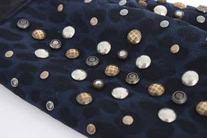 Chique handschoenen van grijze wol en schapenvacht met details met studs