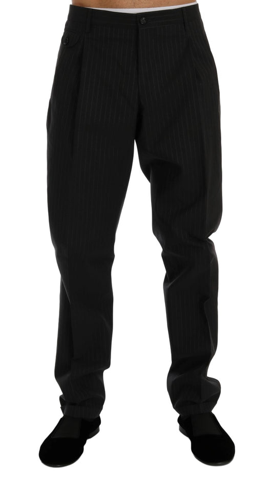 Elegant Striped Straight Fit Dress Trousers