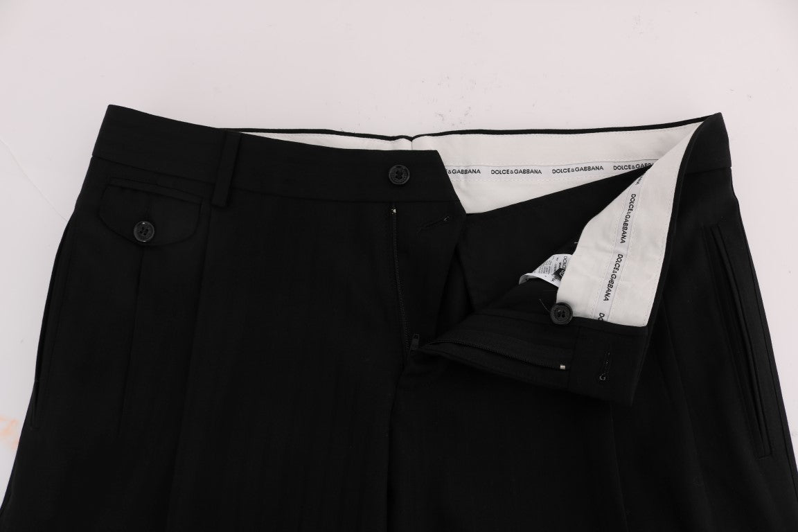 Elegante pantalón de vestir recto a rayas negras