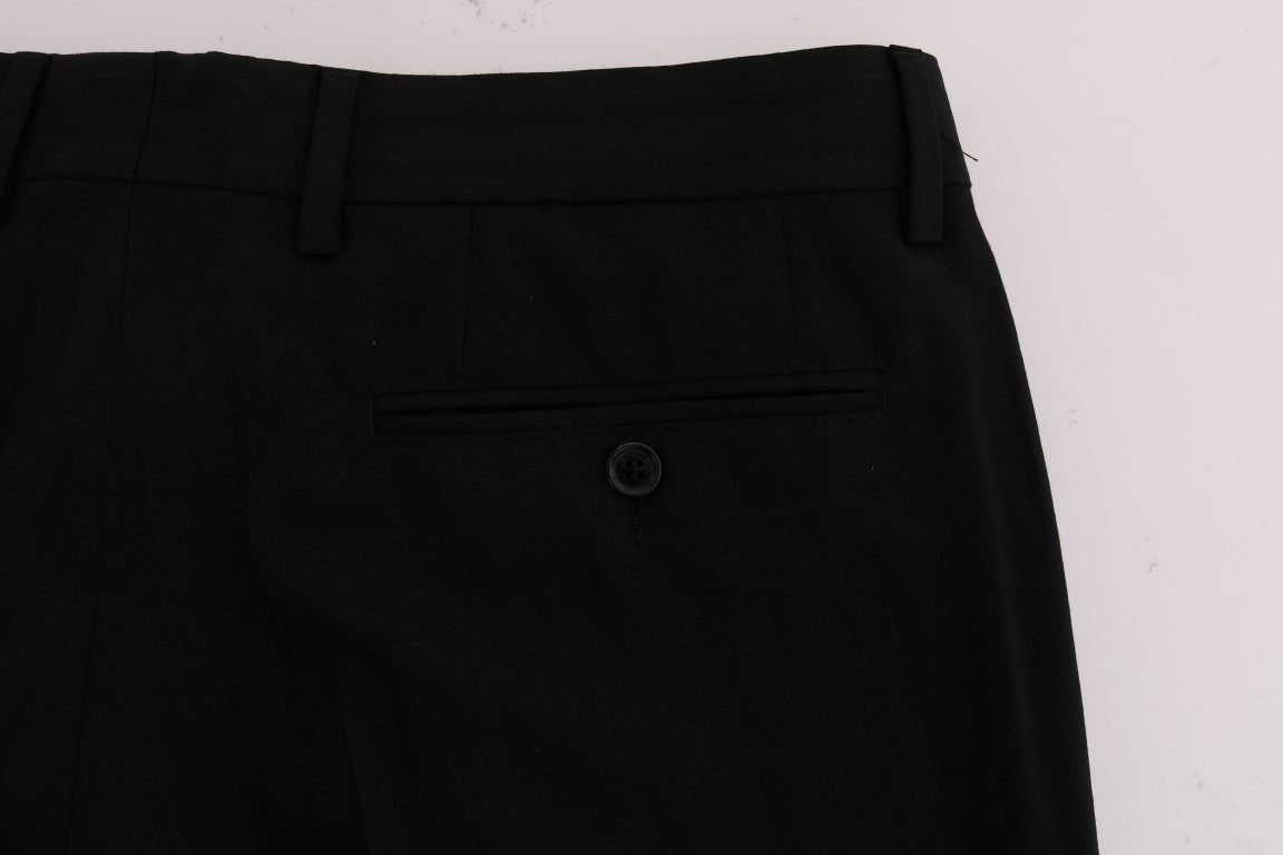 Elegante pantalón de vestir recto a rayas negras