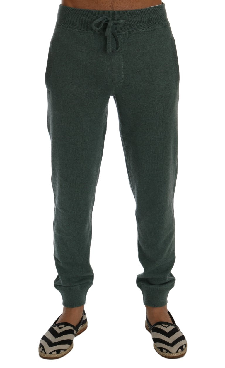 Elegante groene kasjmier sportbroek