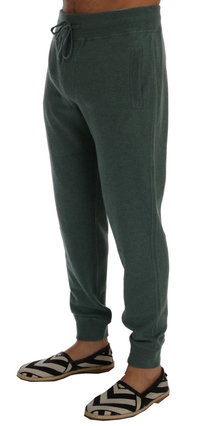 Elegante groene kasjmier sportbroek