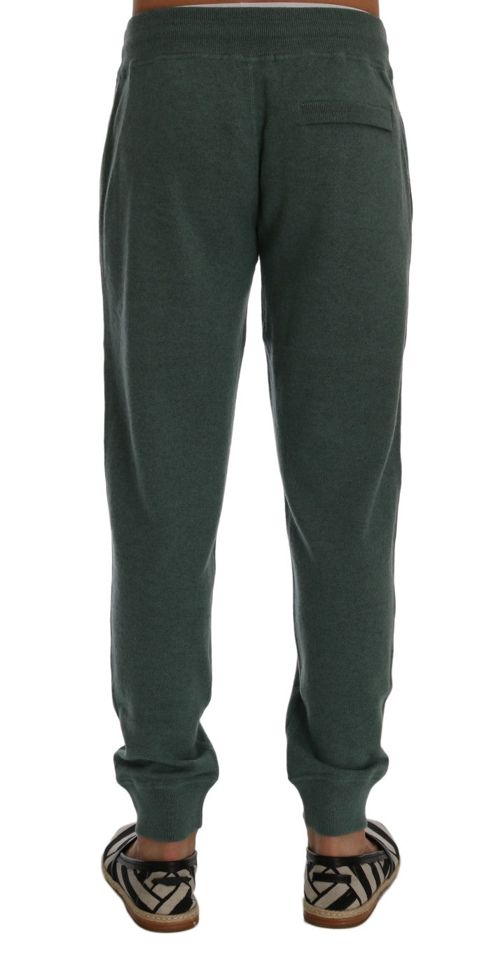 Elegante groene kasjmier sportbroek