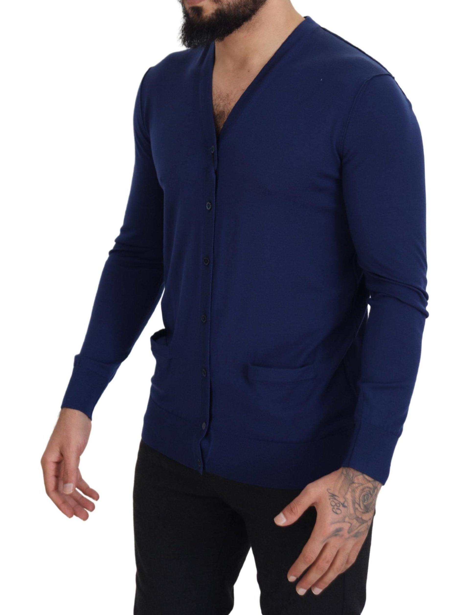 Elegante scheerwol blauwe vest trui