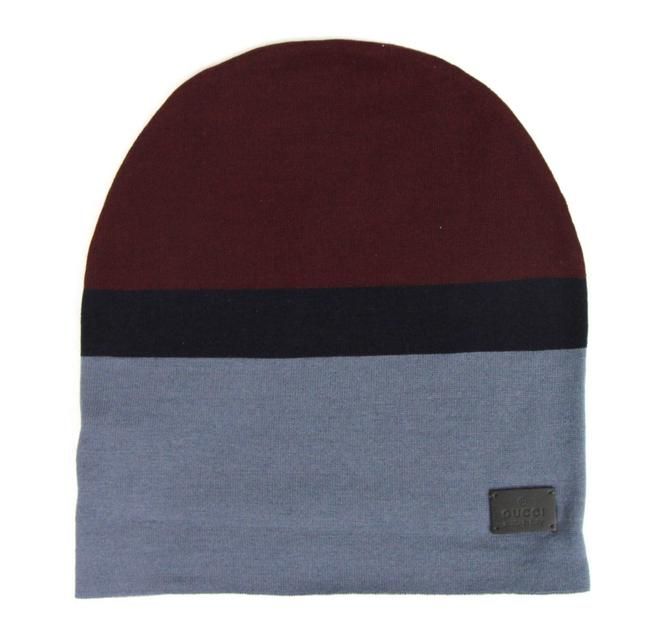 Gorro de punto mediano de lana azul burdeos unisex