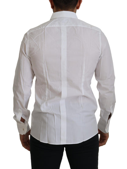 Camisa de vestir elegante con plumas de pavo real blanca