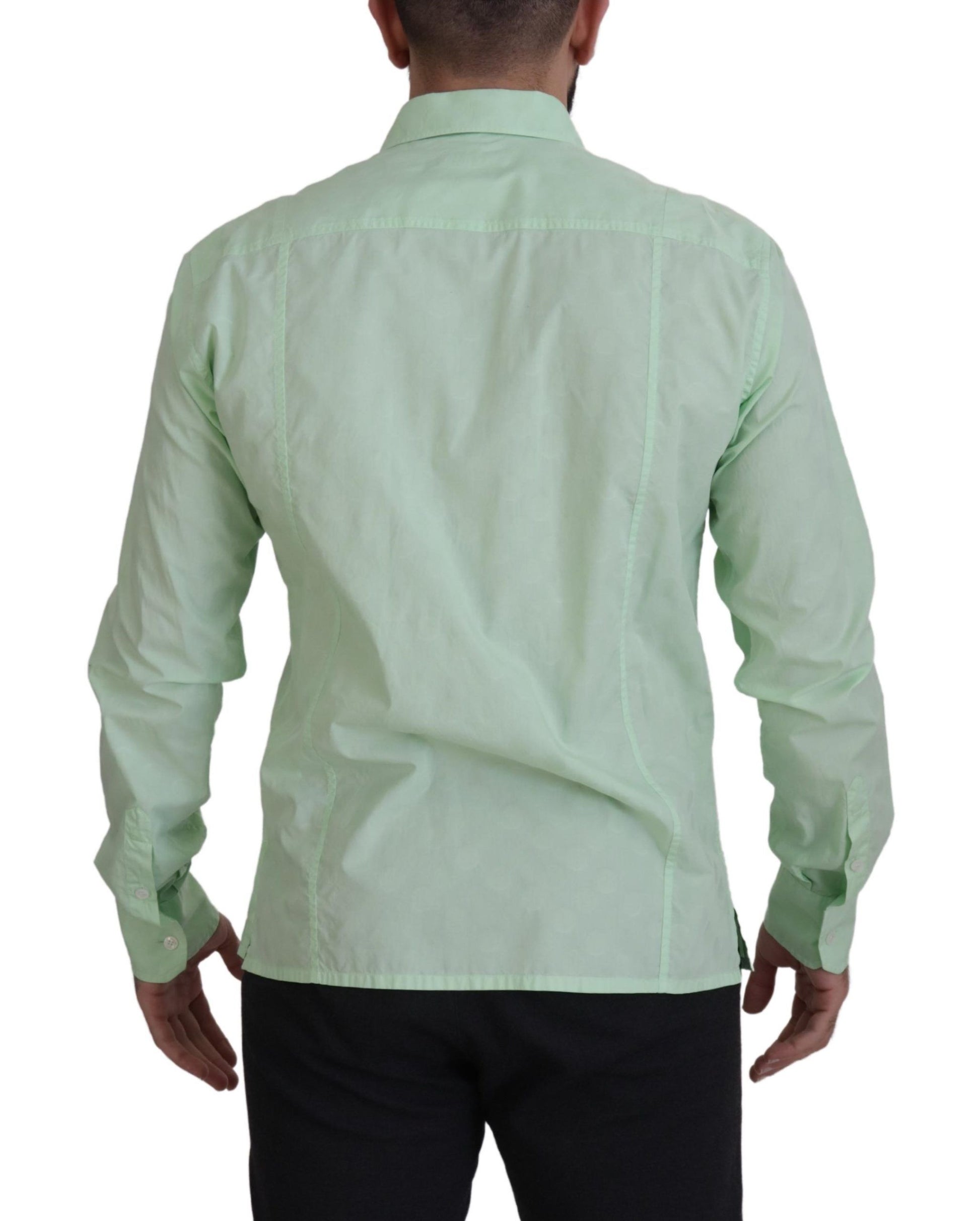 Camisa casual con botones, corte slim, verde menta