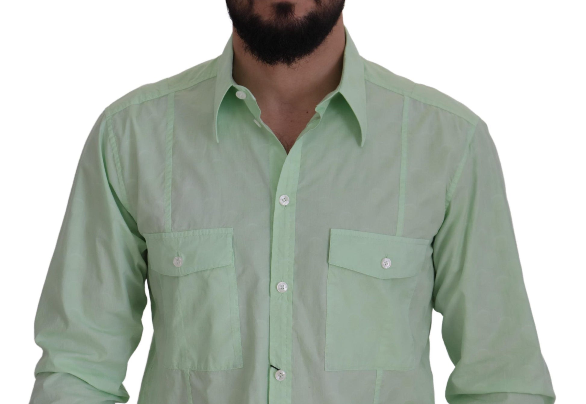 Mint Green Slim Fit Casual Button-Down Shirt