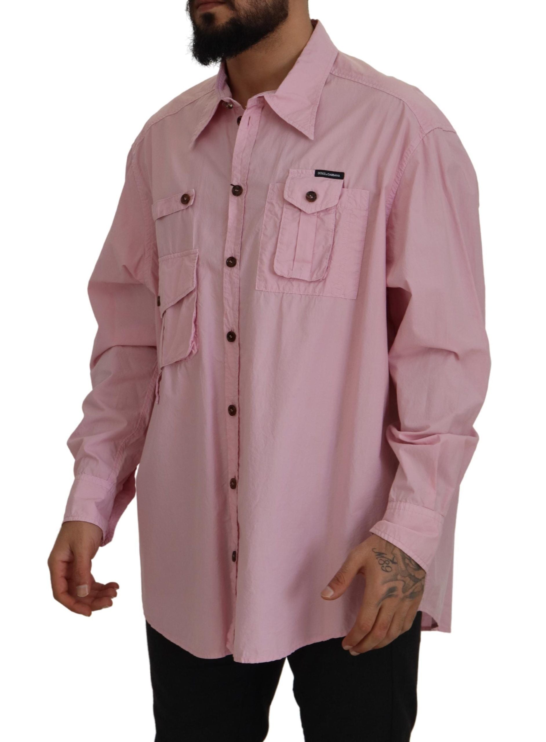 Camisa de algodón casual rosa elegante