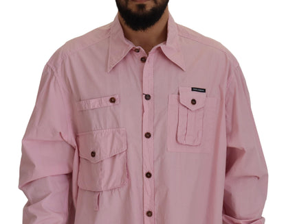 Camisa de algodón casual rosa elegante