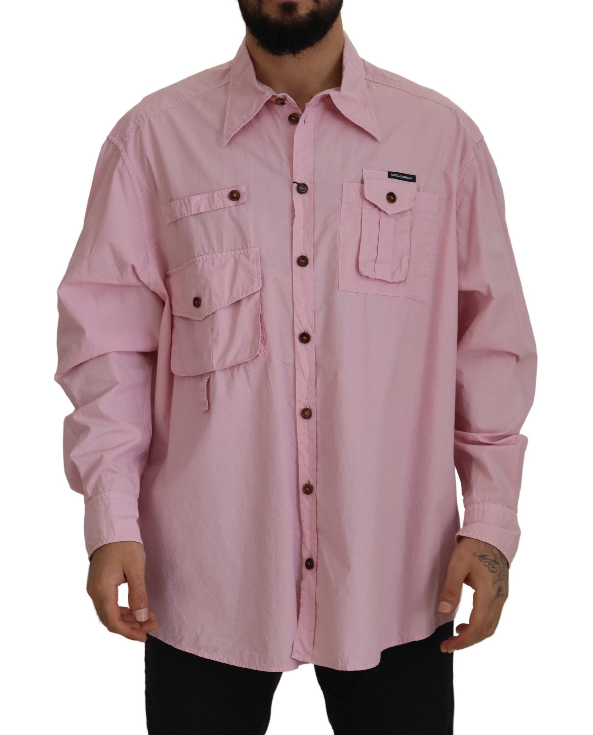 Camisa de algodón casual rosa elegante