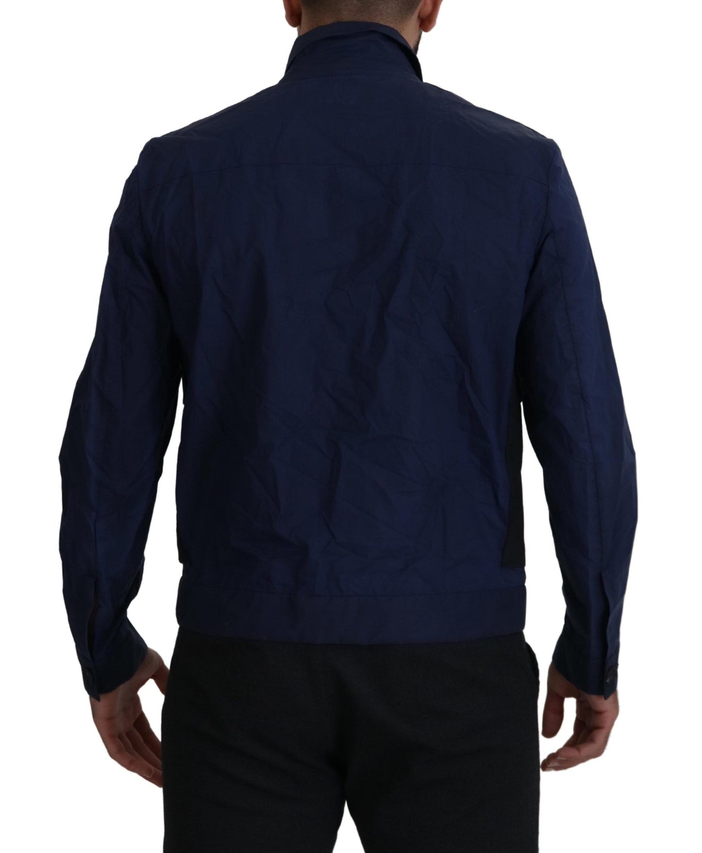 Camisa esbelta de algodón azul oscuro