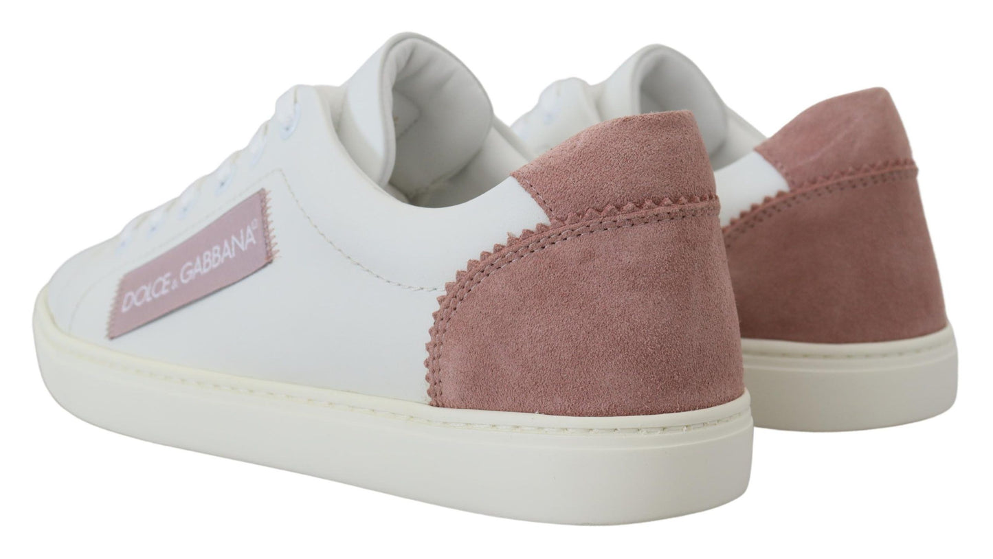 Zapatillas bajas de cuero rosa blanco chic