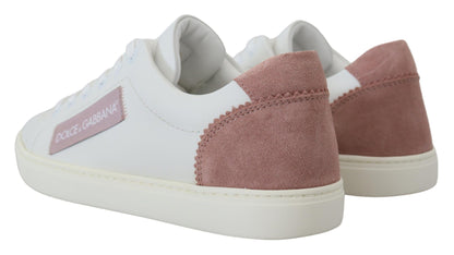 Zapatillas bajas de cuero rosa blanco chic