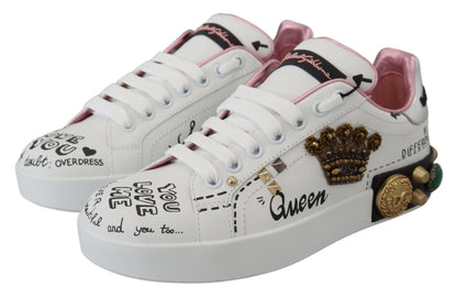 Zapatillas Queen Crown de piel elegantes