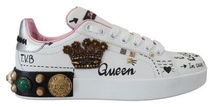 Zapatillas Queen Crown de piel elegantes