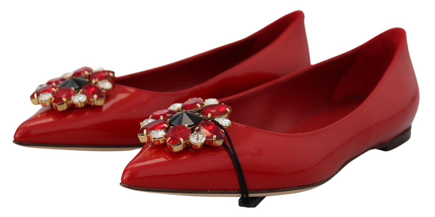 Mocasines de ante rojo con cristales - La elegancia exquisita