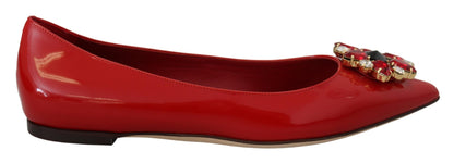 Mocasines de ante rojo con cristales - La elegancia exquisita