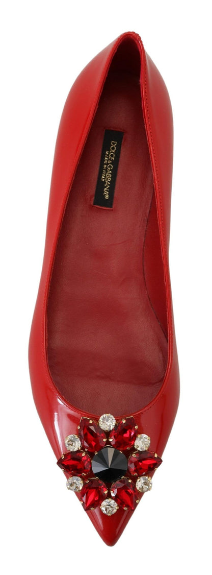 Mocasines de ante rojo con cristales - La elegancia exquisita