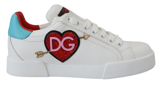 Elegant White Portofino Leather Sneakers